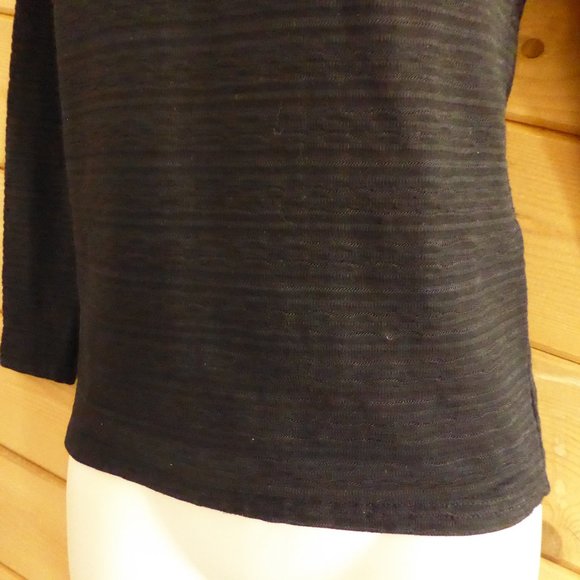 STRIPE Rayure Paris Black 3/4 sleeved V-Neck Crop Office Formal Pullover Top S - Picture 3 of 10